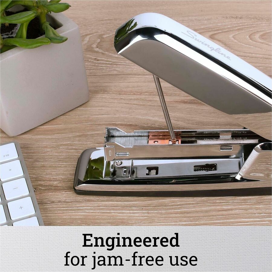 Image of Swingline® 747 Business Full Strip Desk Stapler, 30-Sheet Capacity, Polished Chrome