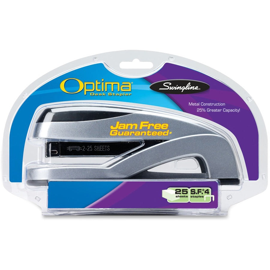 Image of Swingline® Optima Full Strip Desk Stapler, 25-Sheet Capacity, Silver