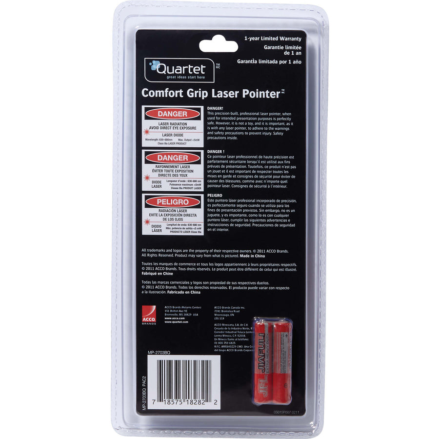 Image of Quartet® Classic Comfort Laser Pointer, Class 3a, Projects 1,500 Ft, Blue