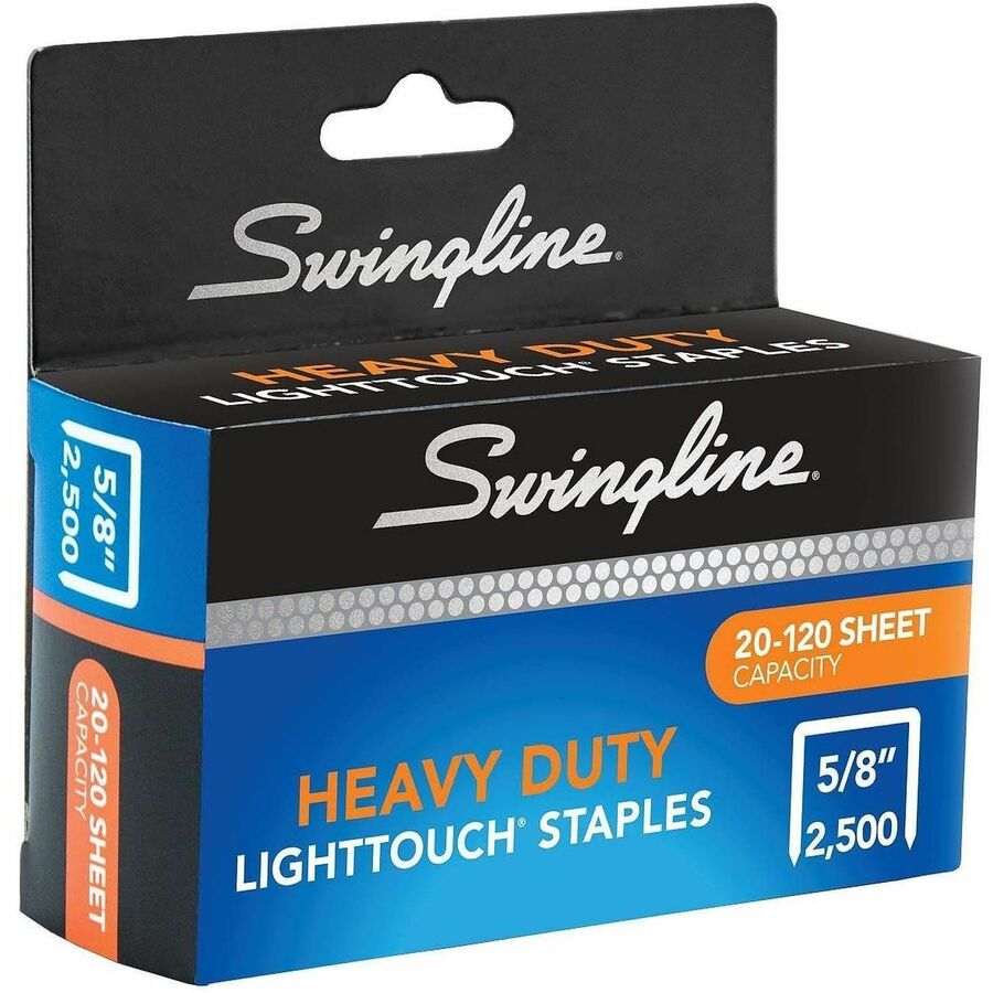 Image of Swingline® Light Touch Heavy-Duty Staples, 0.63" Leg, 0.5" Crown, Steel, 2,500/box