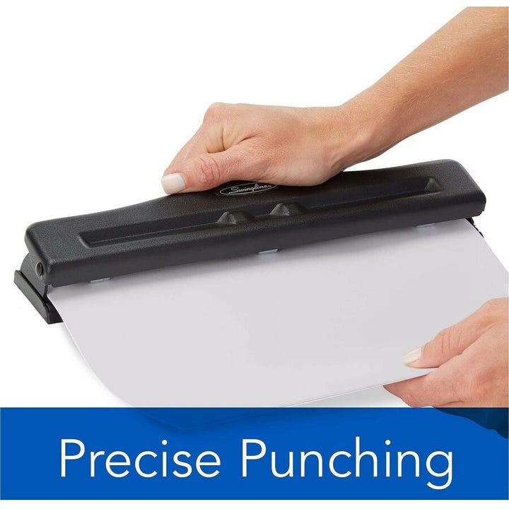 Image of Swingline® 11-Sheet Commercial Adjustable Desktop Two- To Three-Hole Punch, 9/32" Holes, Black