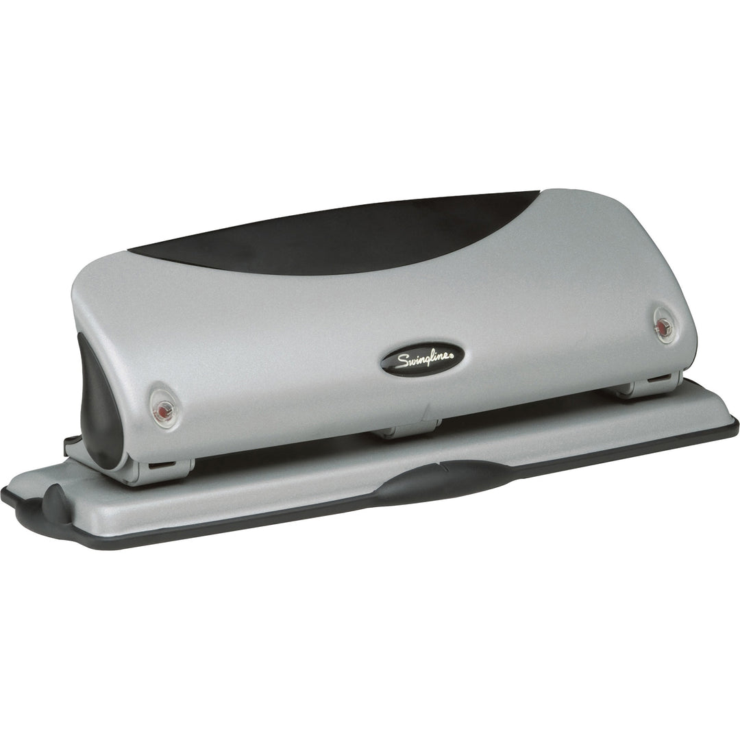 Image of Swingline® Easy View Hole Punch, 3-Hole, 9/32" Holes, Silver/Black
