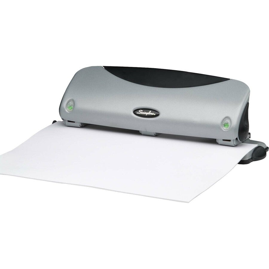 Image of Swingline® Easy View Hole Punch, 3-Hole, 9/32" Holes, Silver/Black