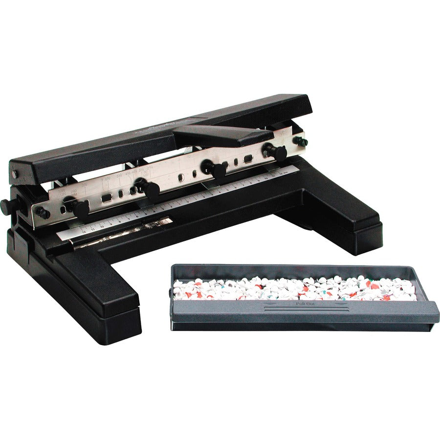 Image of Swingline® 40-Sheet Heavy-Duty Two- To Four-Hole Adjustable Heavy-Duty Paper Punch, 9/32" Holes, Black