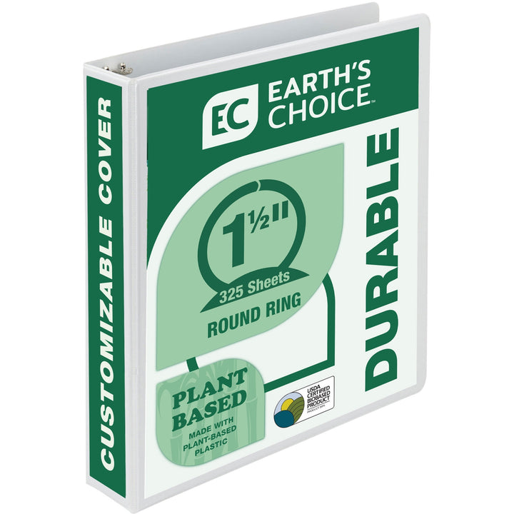 Image of Samsill® Earth's Choice Plant-Based Round Ring View Binder, 3 Rings, 1.5" Capacity, 11 x 8.5, White