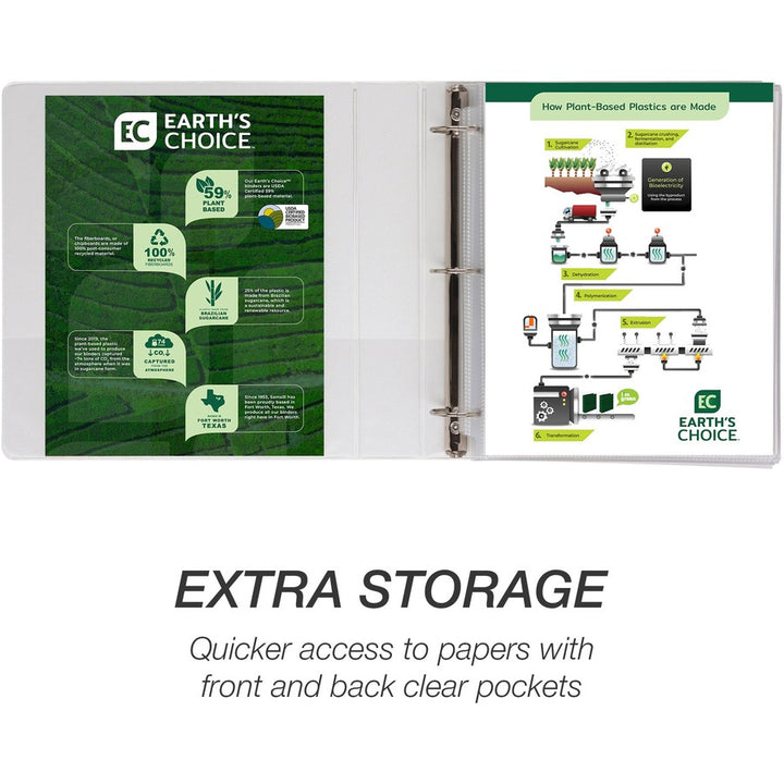 Image of Samsill® Earth's Choice Plant-Based Round Ring View Binder, 3 Rings, 1.5" Capacity, 11 x 8.5, White