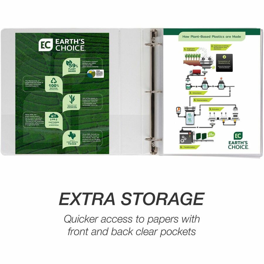 Image of Samsill® Earth's Choice Plant-Based Round Ring View Binder, 3 Rings, 1.5" Capacity, 11 x 8.5, White