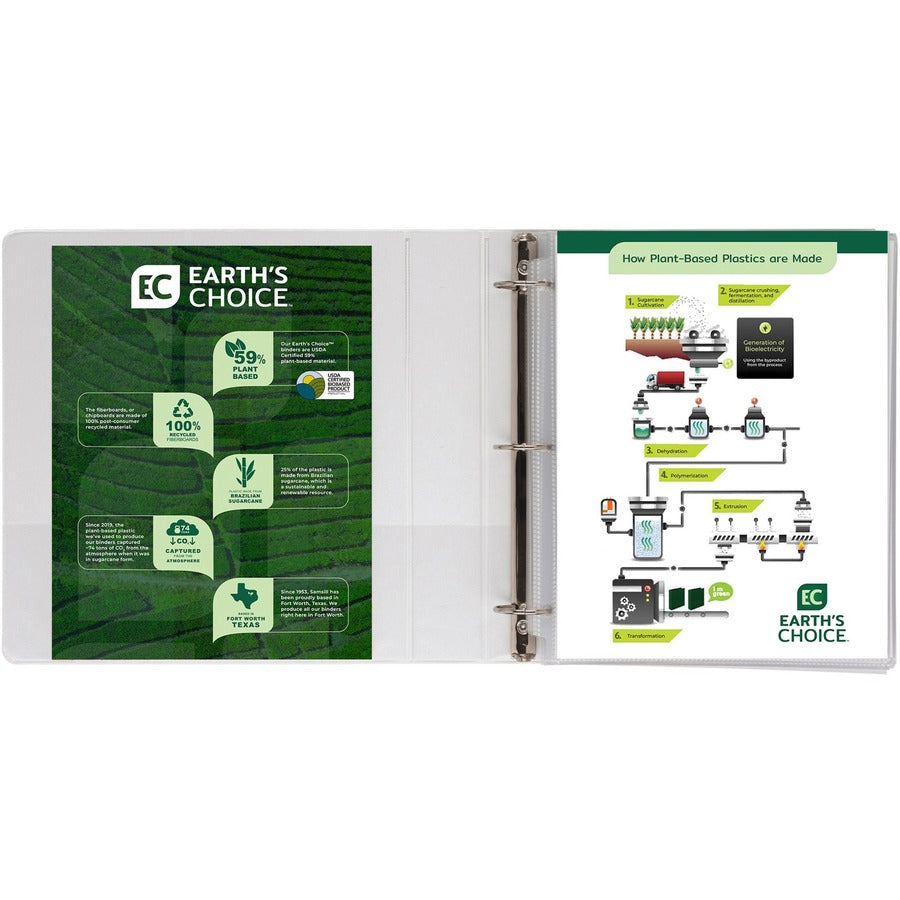 Image of Samsill® Earth's Choice Plant-Based Round Ring View Binder, 3 Rings, 1.5" Capacity, 11 x 8.5, White