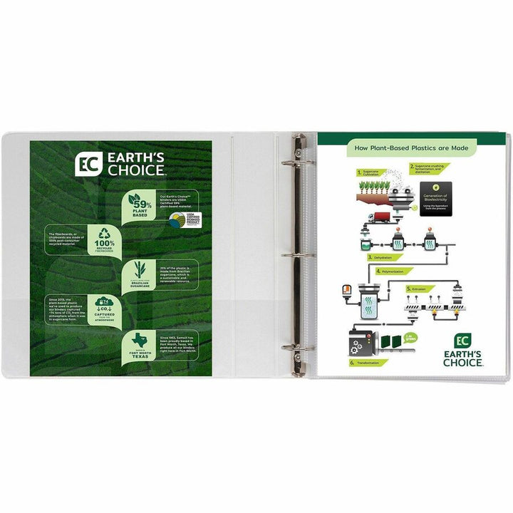 Image of Samsill® Earth's Choice Plant-Based Round Ring View Binder, 3 Rings, 1.5" Capacity, 11 x 8.5, White