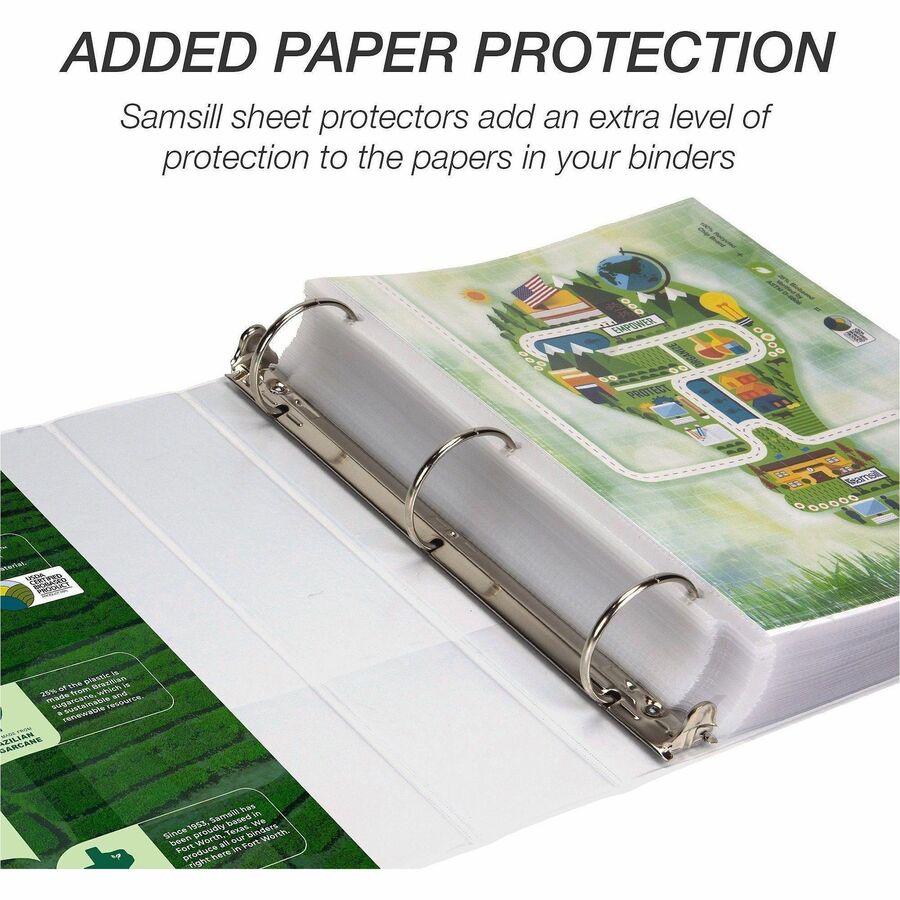Image of Samsill® Earth's Choice Plant-Based Round Ring View Binder, 3 Rings, 3" Capacity, 11 x 8.5, White