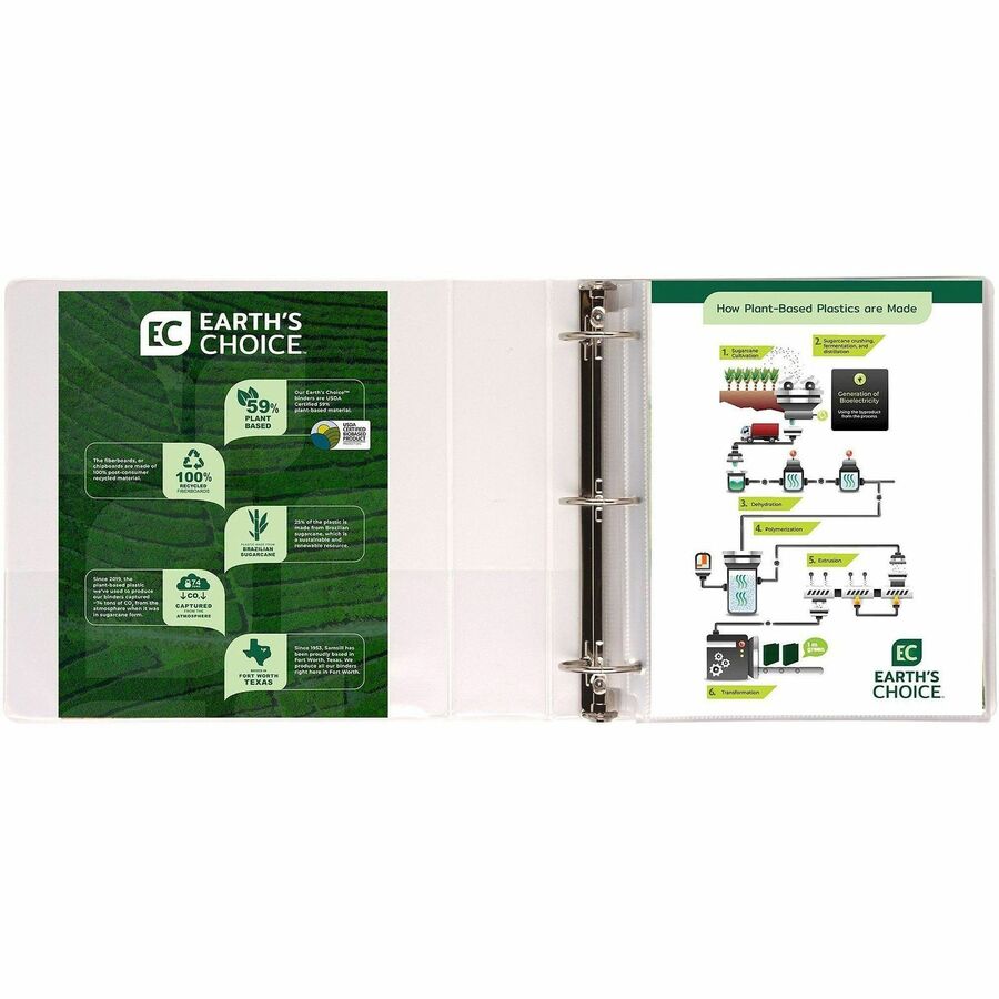 Image of Samsill® Earth's Choice Plant-Based Round Ring View Binder, 3 Rings, 3" Capacity, 11 x 8.5, White