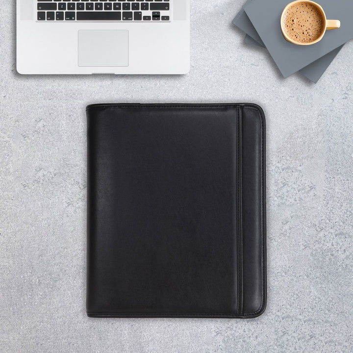 Image of Samsill® Professional Zippered Pad Holder/ring Binder, Pockets, Writing Pad, Vinyl Black