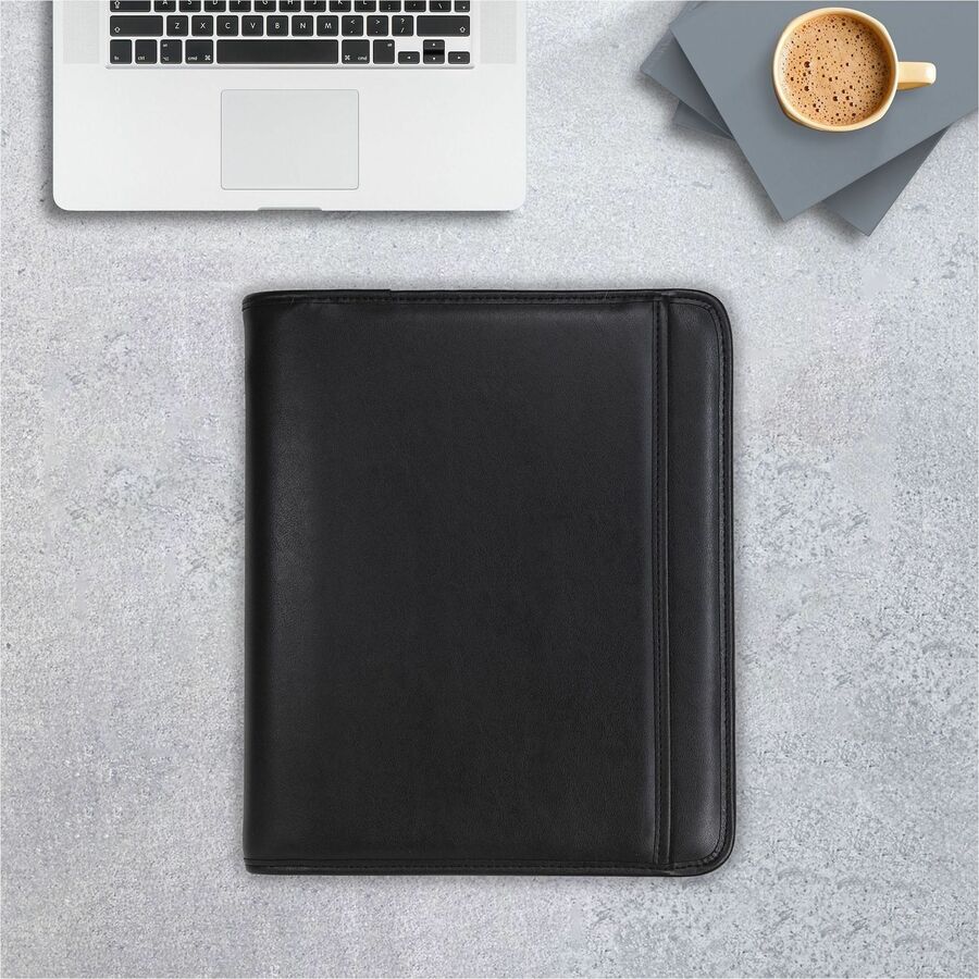 Image of Samsill® Professional Zippered Pad Holder/ring Binder, Pockets, Writing Pad, Vinyl Black