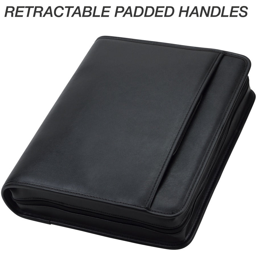 Image of Samsill® Zipper Binder,Letter,Retractable Handles,2 Exterior Pckts,BK