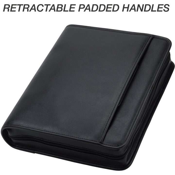 Image of Samsill® Zipper Binder,Letter,Retractable Handles,2 Exterior Pckts,BK