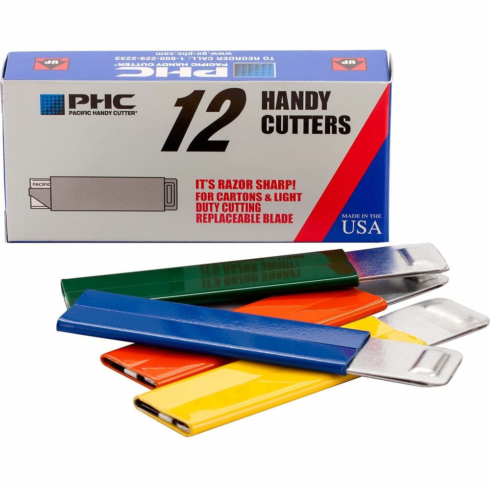Image of Pacific Handy Cutter Handy Box Cutter, Tap Open/Tap Close, 12/BX, Assorted