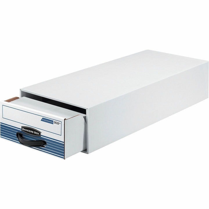 Image of Bankers Box® Stor/drawer Steel Plus Extra Space-Savings Storage Drawers, 10.5" X 25.25" X 5.25", White/blue, 12/carton