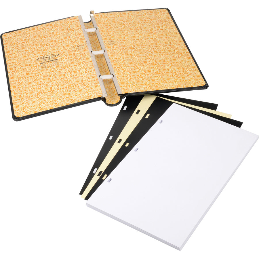 Image of Wilson Jones® Looseleaf Corporation Minute Book, 1-Subject, Unruled, Black/Gold Cover, (250) 14 x 8.5 Sheets