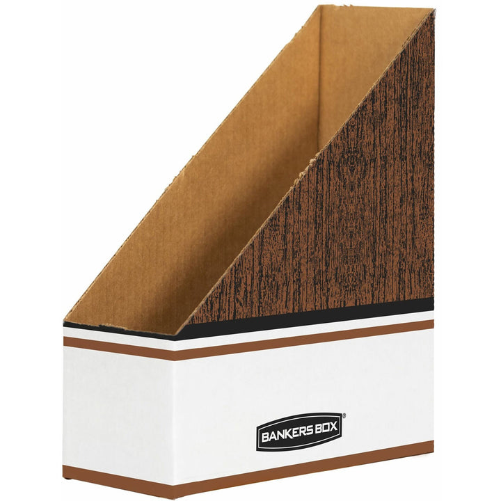 Image of Bankers Box® Corrugated Cardboard Magazine File, 4 x 11 x 12.25, Wood Grain, 12/Carton