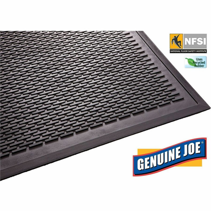 Image of Genuine Joe 70467 Clean Step Scraper Floor Mats, Outside Entrance, Outdoor, 72" L x 48" Width, Rubber, Black, 1 Each