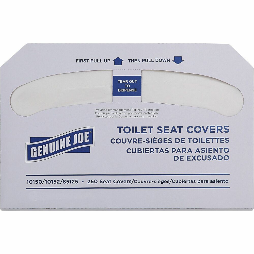 Image of Genuine Joe Toilet Seat Covers,250 Toilet Seat Covers, 10 PK/CT,White