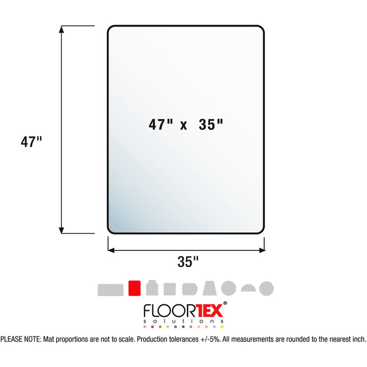 Image of Floortex® Hard Floor Chairmat,Smooth Back,Rectangular,35"x47",Clear