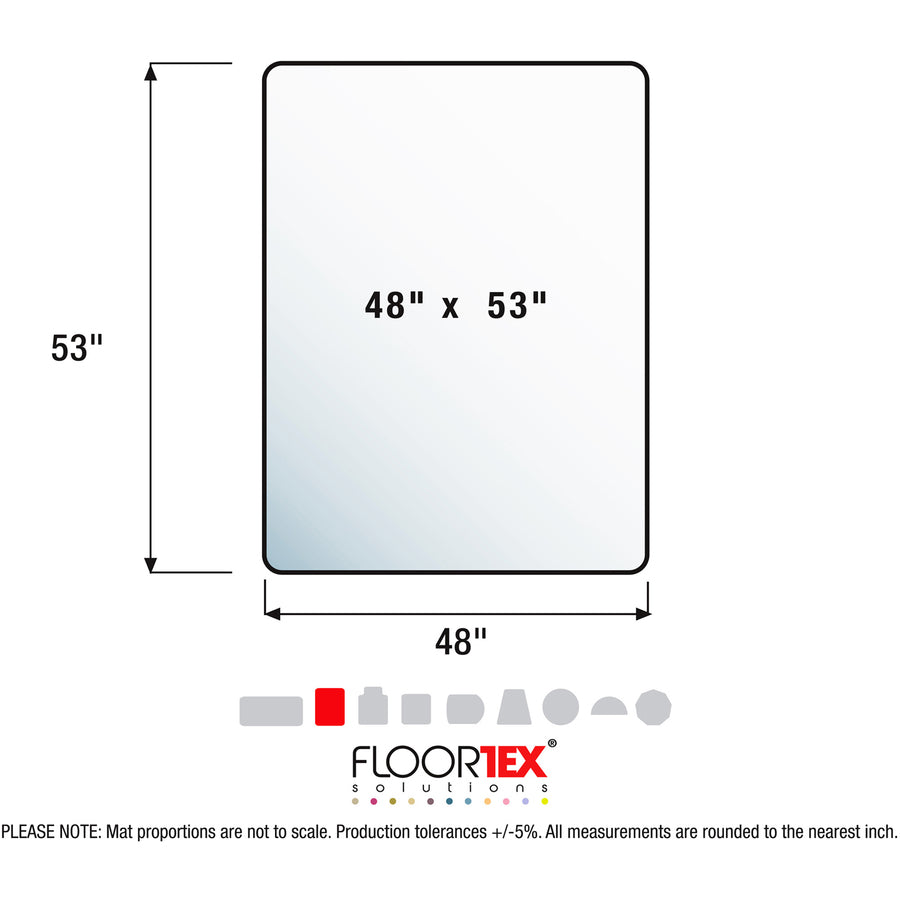 Image of Floortex® Hard Floor Chairmat,Smooth Back,Rectangular,48"x53",Clear