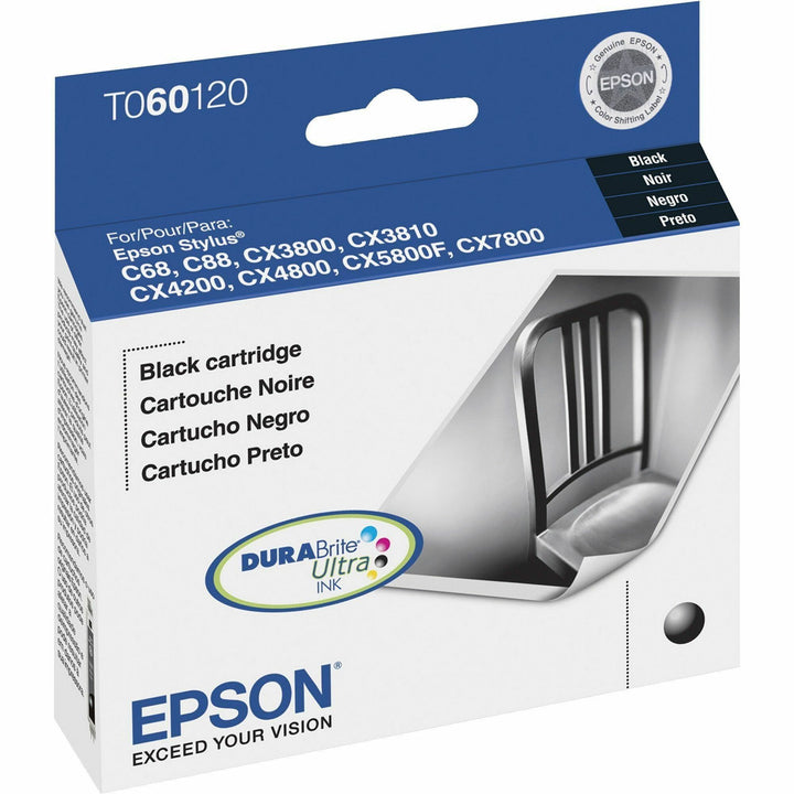 Image of Epson T060120-S (60) Durabrite Ink, 450 Page-Yield, Black