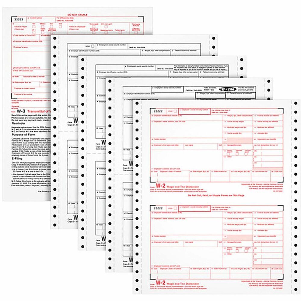 Image of Tops W-2 Tax Form, 4 Part, 8-1/2"x5-1/2", 24/PK, White