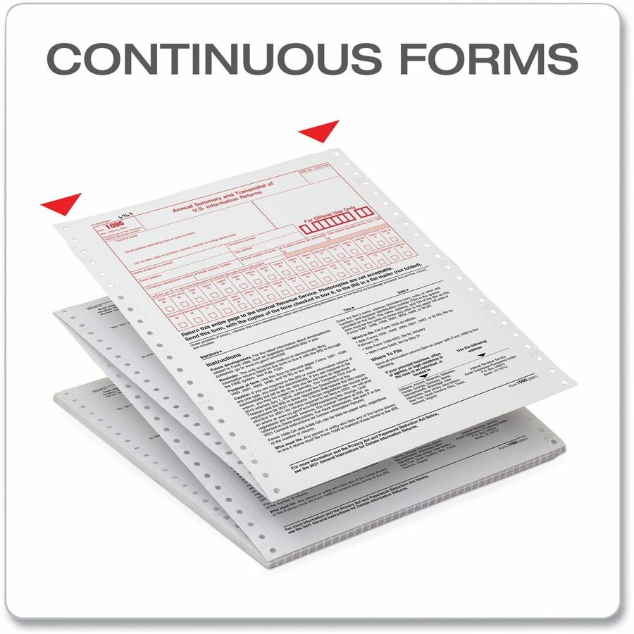 Image of Adams® 2-Part 1096 Continuous Feed Tax Forms, Fiscal Year: 2024, Two-Part Carbonless, 8 x 11, 10 Forms Total