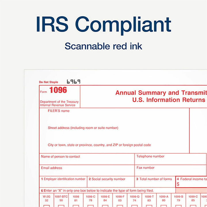 Image of Adams® 2-Part 1096 Continuous Feed Tax Forms, Fiscal Year: 2024, Two-Part Carbonless, 8 x 11, 10 Forms Total
