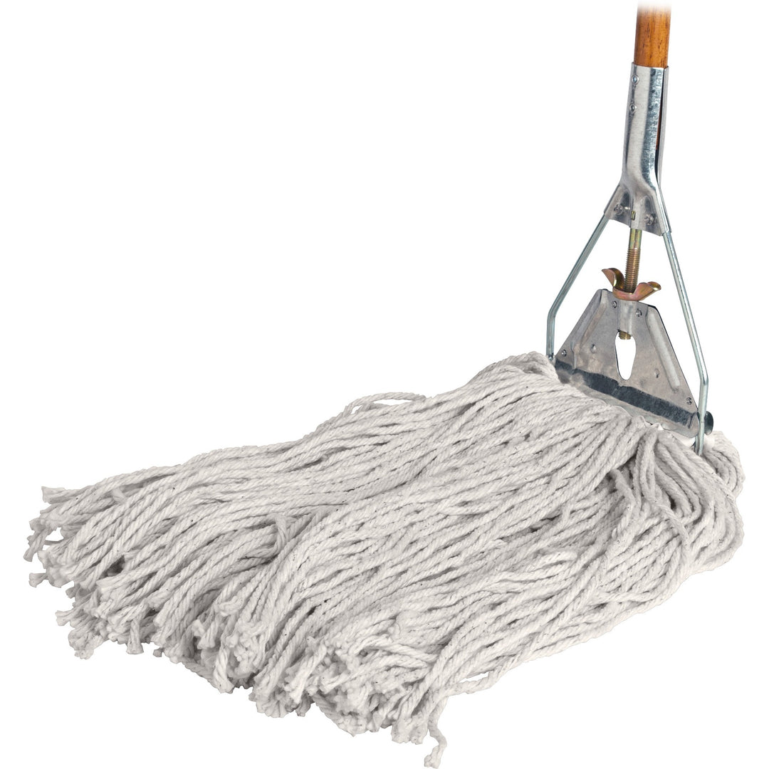Image of Genuine Joe Complete Mop, 4-Ply, 15/16"x60" Wood Handle, 24 oz Head