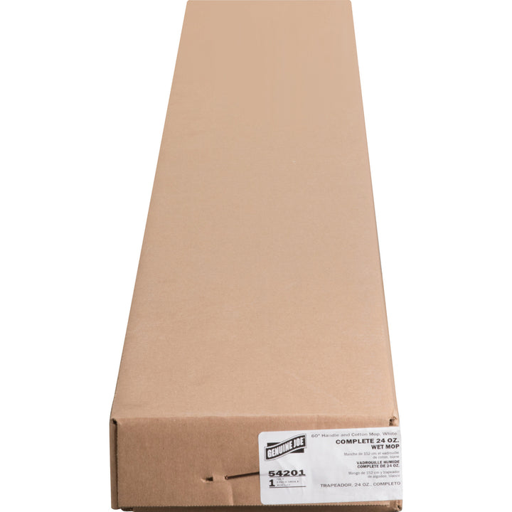 Image of Genuine Joe Complete Mop, 4-Ply, 15/16"x60" Wood Handle, 24 oz Head