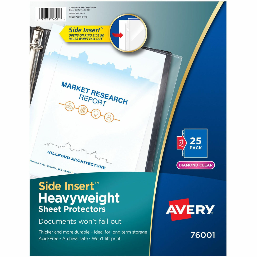 Image of Avery® Sheet Protectors,Side Load,Hvywt, 25/PK,8-1/2"x11", Diam CL