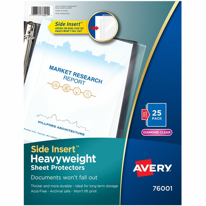 Image of Avery® Sheet Protectors,Side Load,Hvywt, 25/PK,8-1/2"x11", Diam CL