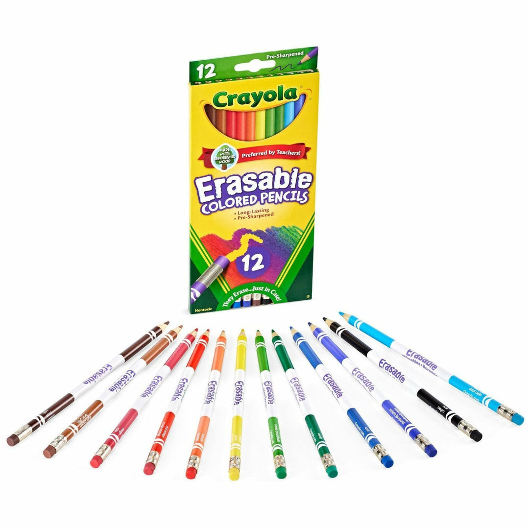 Image of Crayola 684412 Erasable Colored Pencils, Assorted Lead, 12 / Set