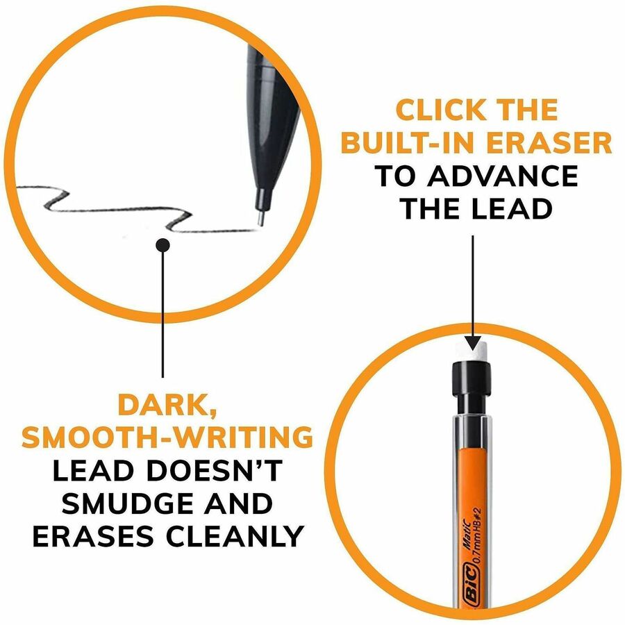 Image of BIC® Mechanical Pencil, w/ 3 No. 2 Leads, .7mm, 5/PK