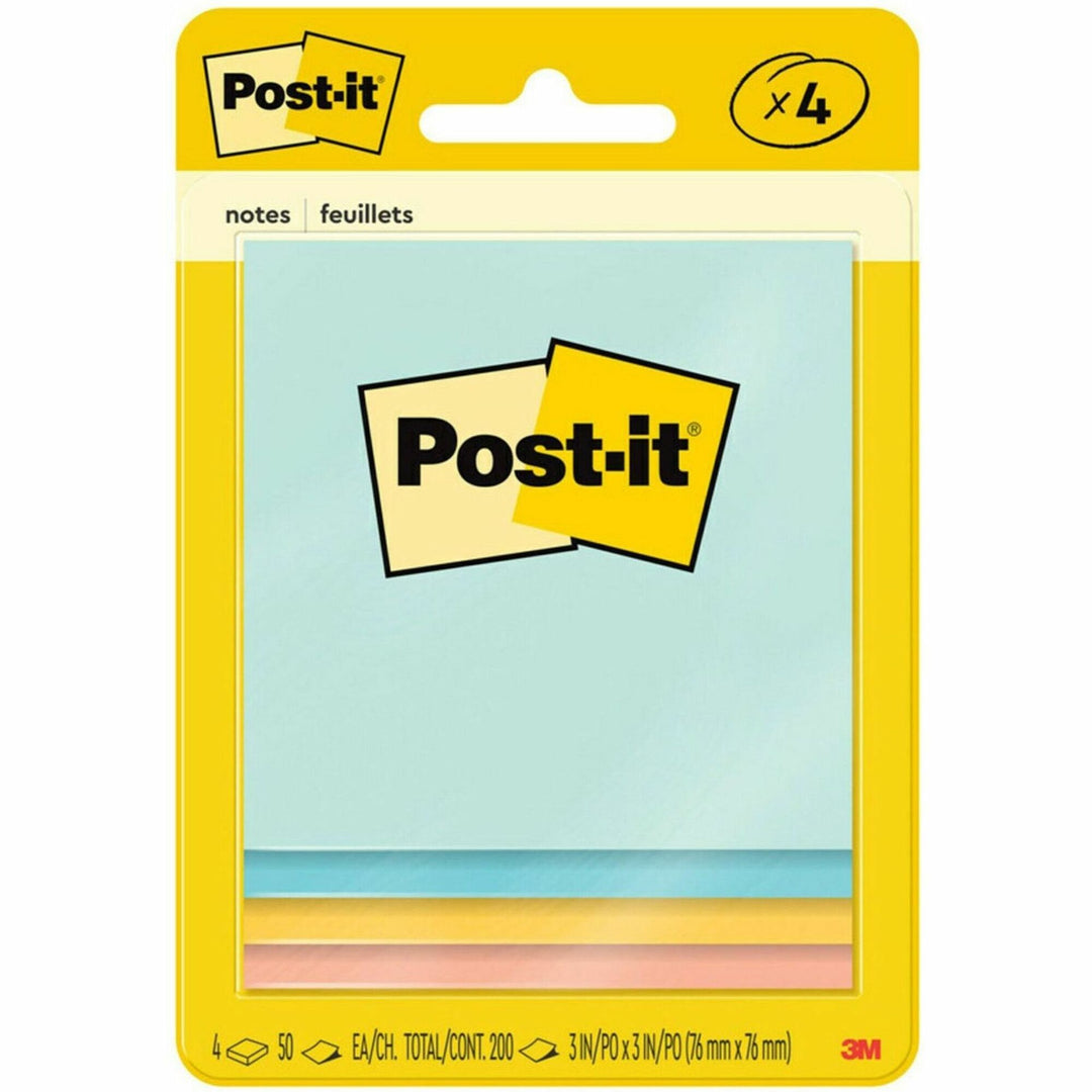 Image of 3M Post-it Notes, Orig Pad, 3"x3", 50 SH/PD, 4/PK, Marseille