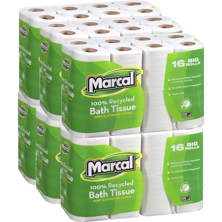 Image of Marcal® Bathroom Tissue, 2-Ply, 168 Sheets/Roll, 96 Rolls/CT, White