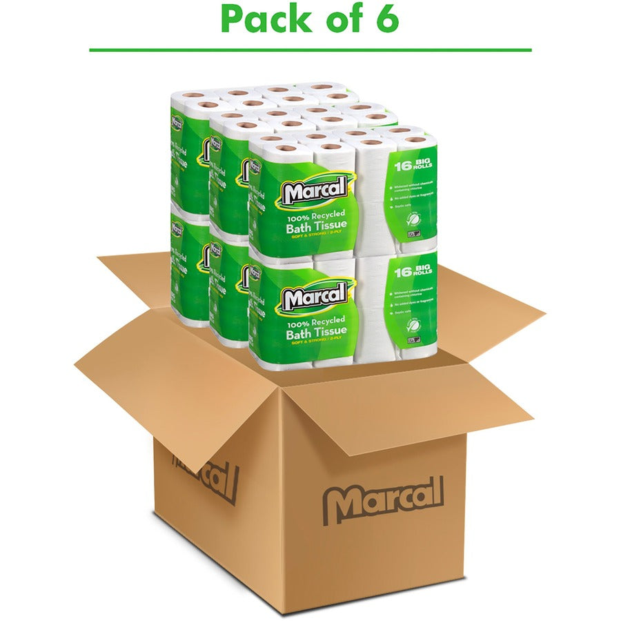 Image of Marcal® Bathroom Tissue, 2-Ply, 168 Sheets/Roll, 96 Rolls/CT, White