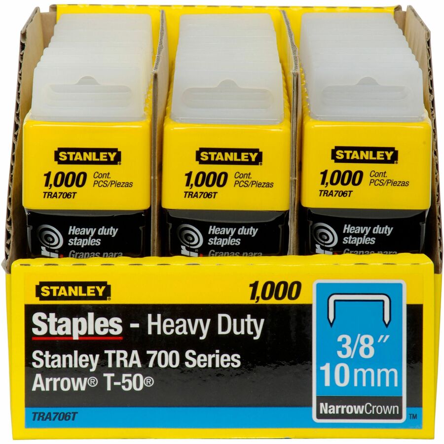 Image of Stanley® Sharpshooter Heavy-Duty Tacker Staples, 0.38" Leg, 0.5" Crown, Steel, 1,000/box