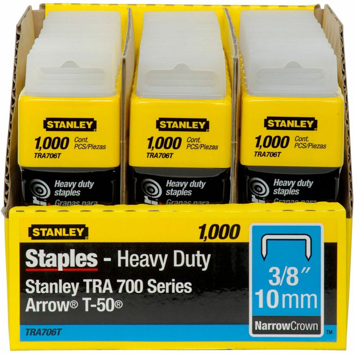Image of Stanley® Sharpshooter Heavy-Duty Tacker Staples, 0.38" Leg, 0.5" Crown, Steel, 1,000/box