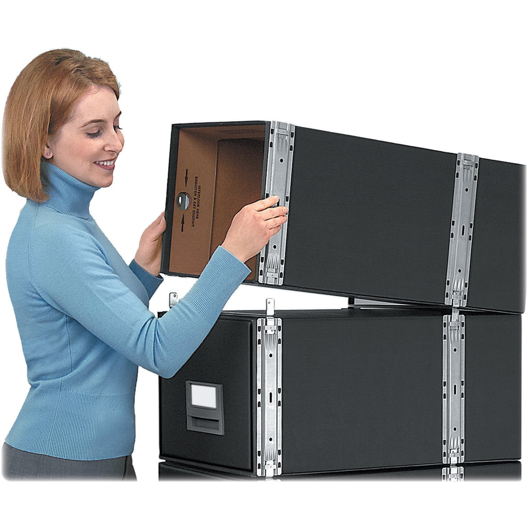 Image of Bankers Box® Staxonsteel Maximum Space-Saving Storage Drawers, Legal Files, 17" X 25.5" X 11.13", Black, 6/carton