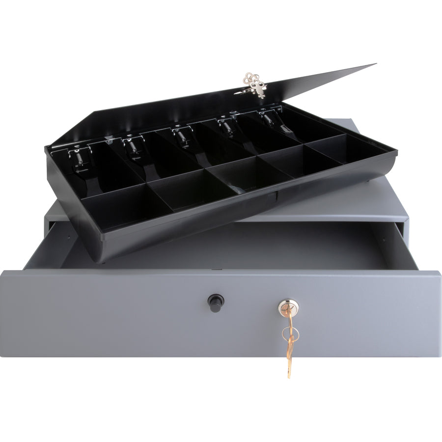 Image of Sparco Cash Drawer,w/ Removable Tray,17-3/4"x15-3/4"x3-3/4",Gray