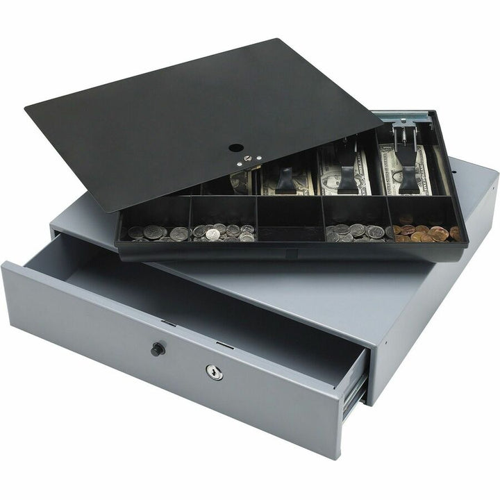 Image of Sparco Cash Drawer,w/ Removable Tray,17-3/4"x15-3/4"x3-3/4",Gray