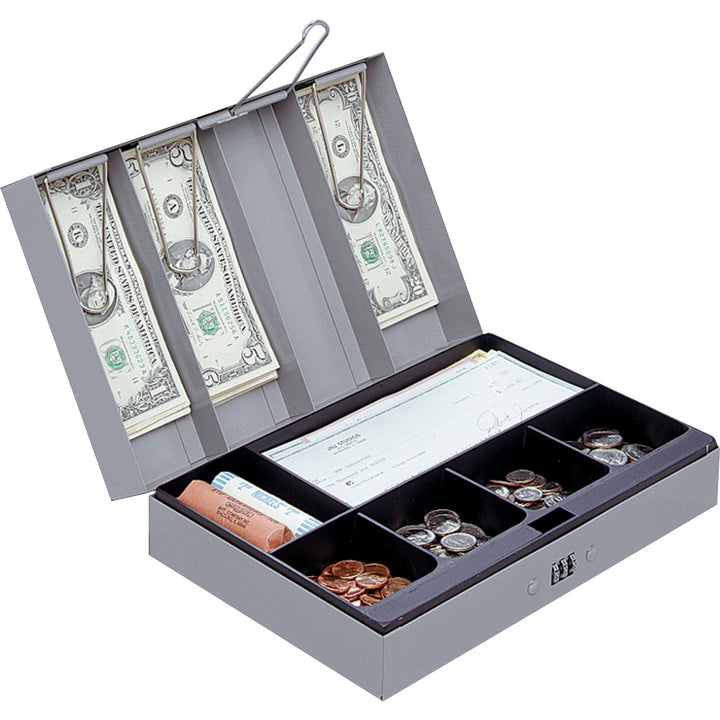 Image of Sparco Combination Lock Cash Box,Steel,11-1/2"x7-1/2"x3-1/8",Gray