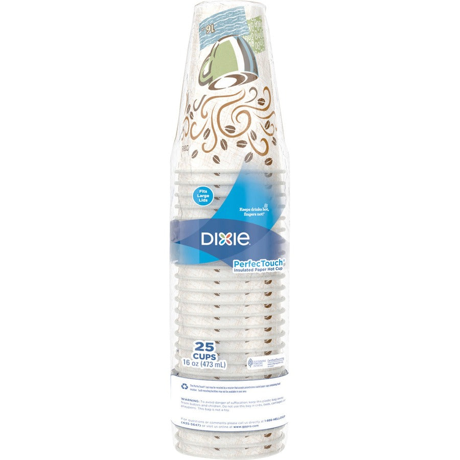 Image of Dixie® Hot Cups, Perfect Touch, Wise Size, 16 oz, 500/CT, Multi