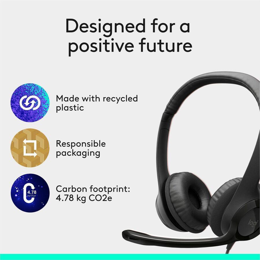 Image of Logitech® H390 Binaural Over The Head USB Headset with Noise-Canceling Microphone, Black