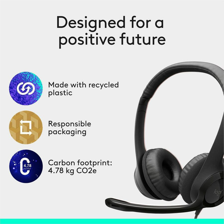 Image of Logitech® H390 Binaural Over The Head USB Headset with Noise-Canceling Microphone, Black