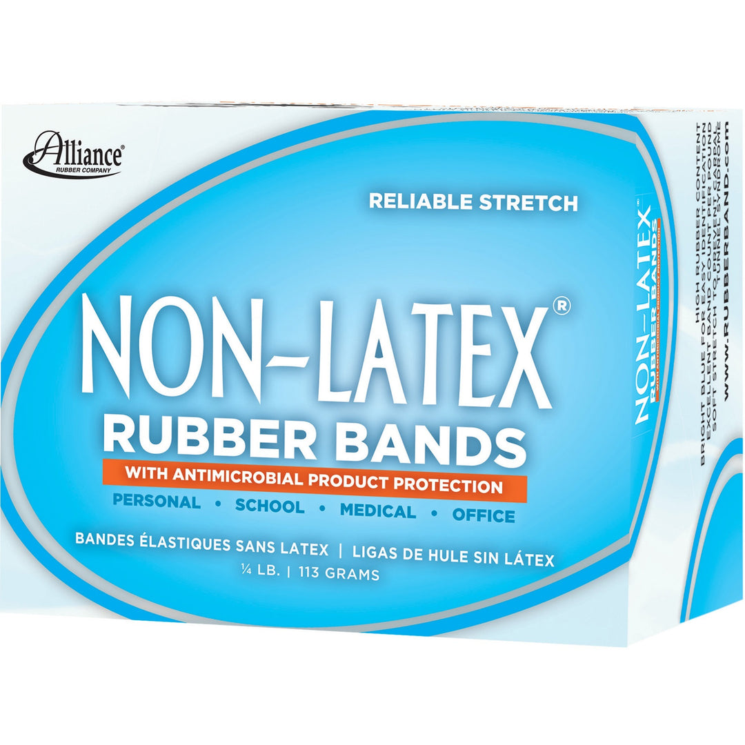 Image of Alliance Rubber Antimicrobial Rubber Bands,1/4lb,3-1/2"x1/16",360/BX,Cy.Blue